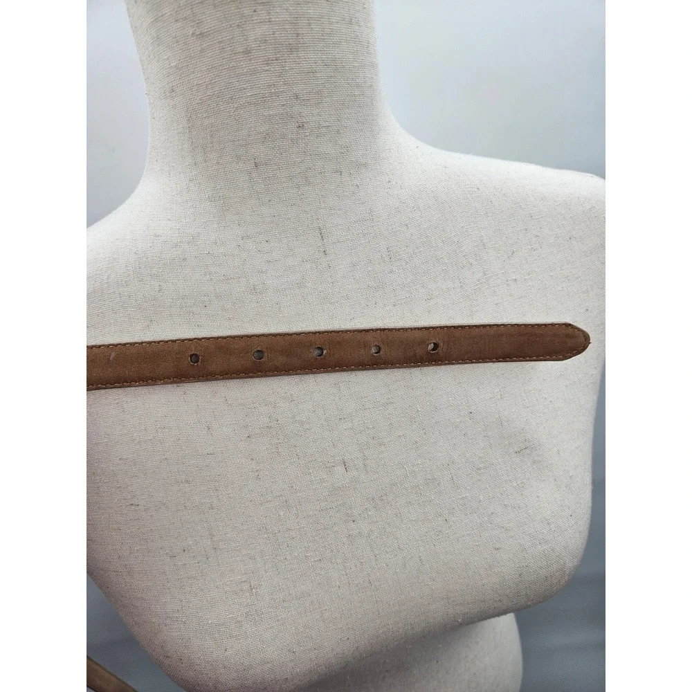 Brighton B10174 Beige Lizard Embossed Leather Skinny Belt Silver Buckle Size M30